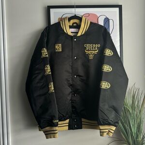 Mitchell & Ness Chicago Bulls Black and Gold Bomber Jacket